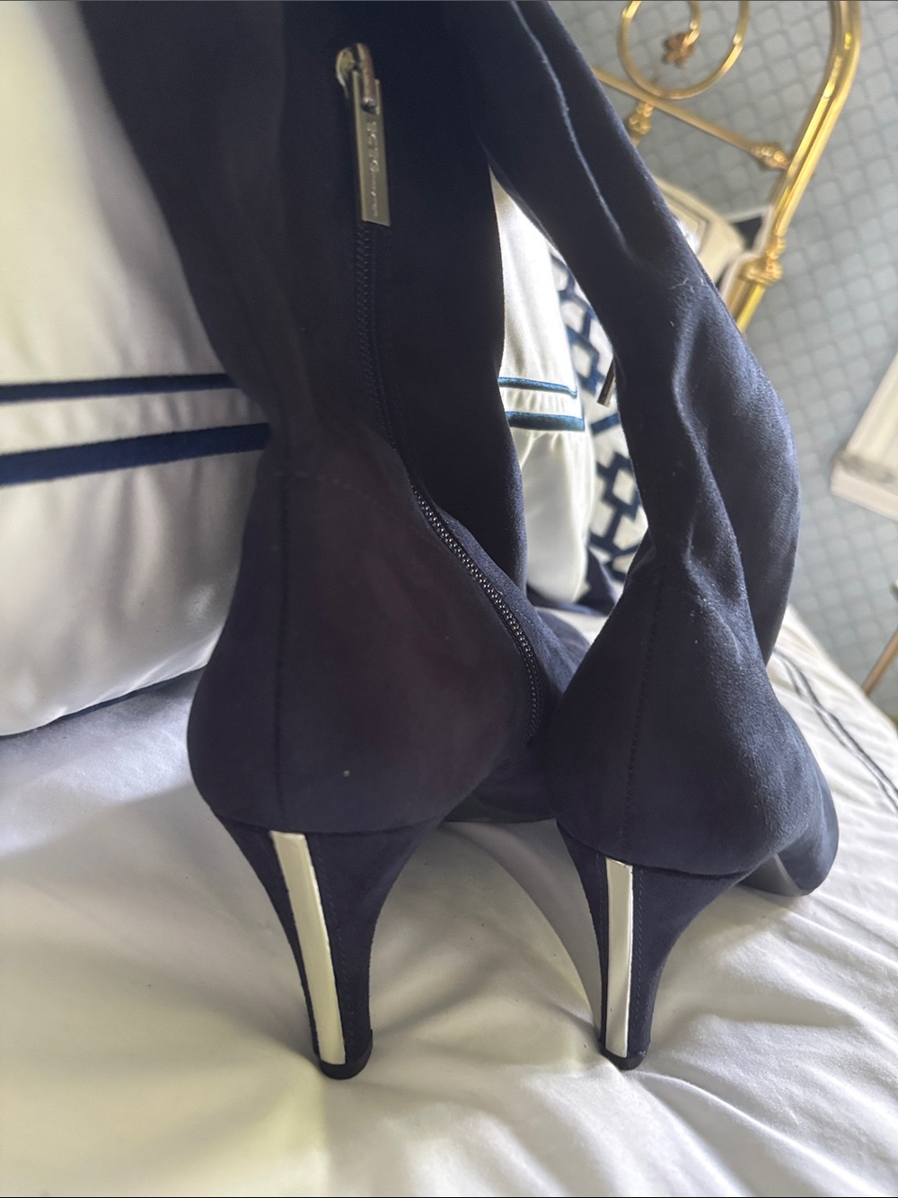 BCBGeneration Black Suede Women’s Silver Accent High Heel Boots